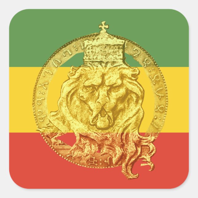 Jah Rastafari León del Pegatina de Judah (Anverso)