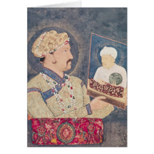 Jahangir que sostiene un retrato del emperador