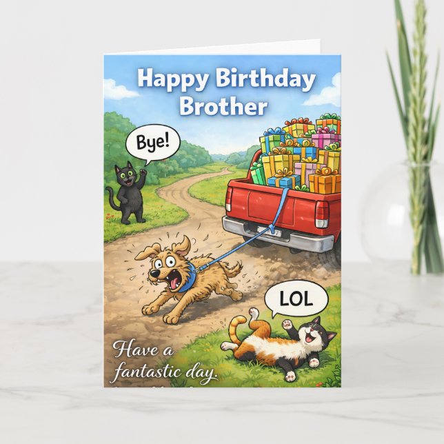 Jajaja, divertida tarjeta de cumpleaños de perro y (Anverso)