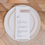 JALAINE Modern Rubor Nombre de invitado Menú de ce<br><div class="desc">El menú de la cena presenta un diseño minimalista moderno y exuberante y un nombre personalizado para cada huésped. Este menú es perfecto para cualquier evento sencillo y clásico. Ajusta fácilmente el color a tu gusto.</div>