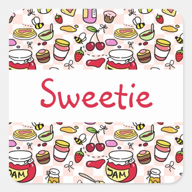 Jam pegatina con texto (texto editable) (Anverso)