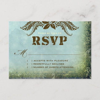 JAMAICA 2 RSVP Papel de la línea verde azul vintag