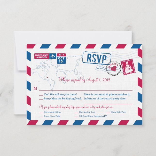 JAMAICA Air Mail Wedding RSVP (Anverso)