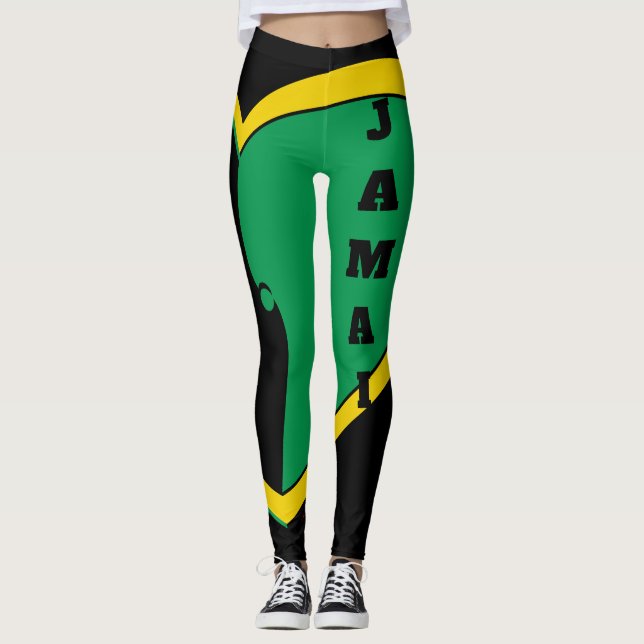 Jamaica Green, Gold & Black Flag Leggings (Anverso)