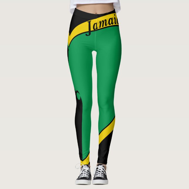 Jamaica Green, Gold & Black Flag Leggings (Anverso)