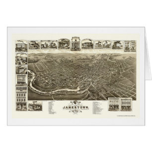 Jamestown, mapa panorámico de NY - 1882