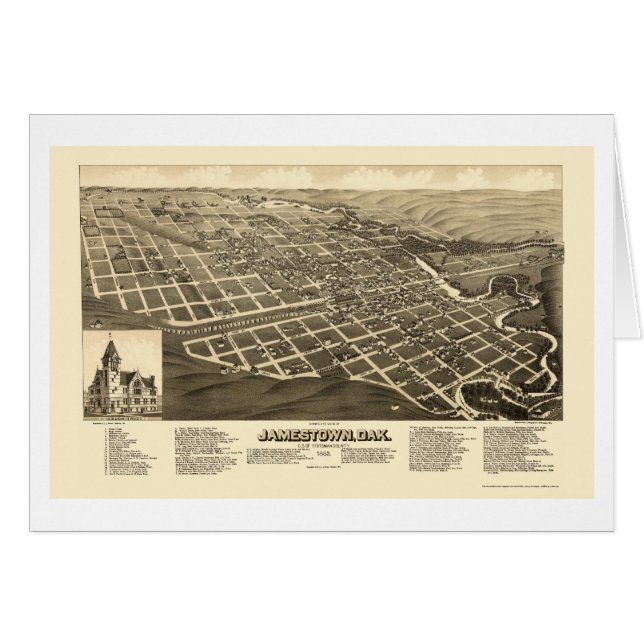 Jamestown, mapa panorámico del ND - 1883 (Anverso (Horizontal))
