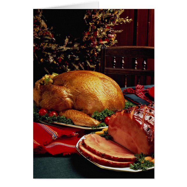 Jamón cocido delicioso, pavo de la carne asada (Frente)