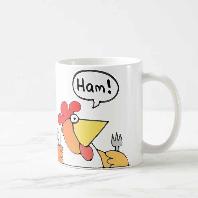 Jamón del dibujo animado y taza del desayuno del (Derecha)