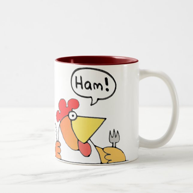 Jamón del dibujo animado y taza del desayuno del (Derecha)