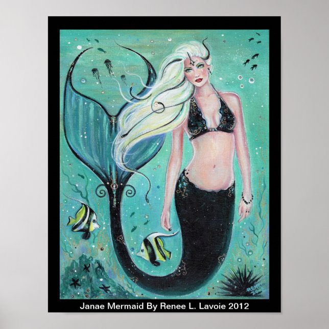 Janae Fantasy Mermaid arte ocean poster por Renee (Frente)