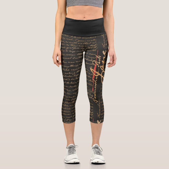Jane Austen Handwriting Capri Leggings (Anverso)