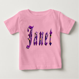 Janet, Nombre, Logo, Camiseta Rosa para niñas bebé