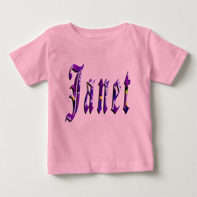 Janet, Nombre, Logo, Camiseta Rosa para niñas bebé (Anverso)