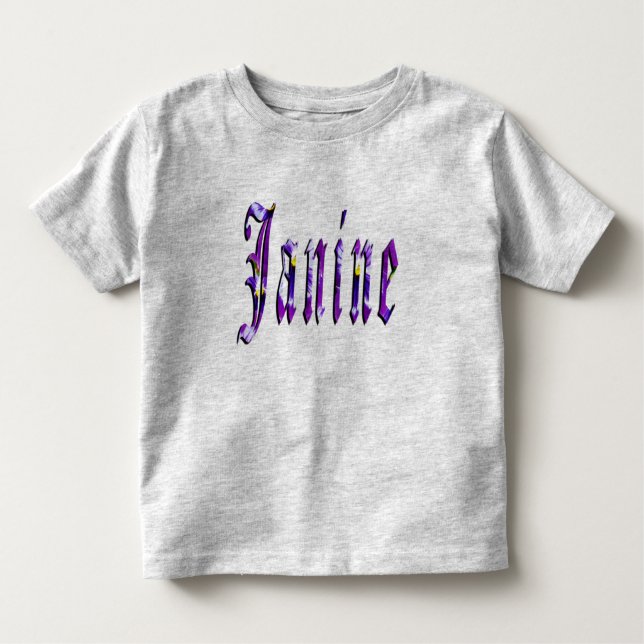 Janine, Nombre, Logo, Camiseta Gris para niños (Anverso)