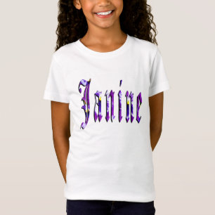 Janine, Nombre, Logo, Chicas Camiseta Blanca
