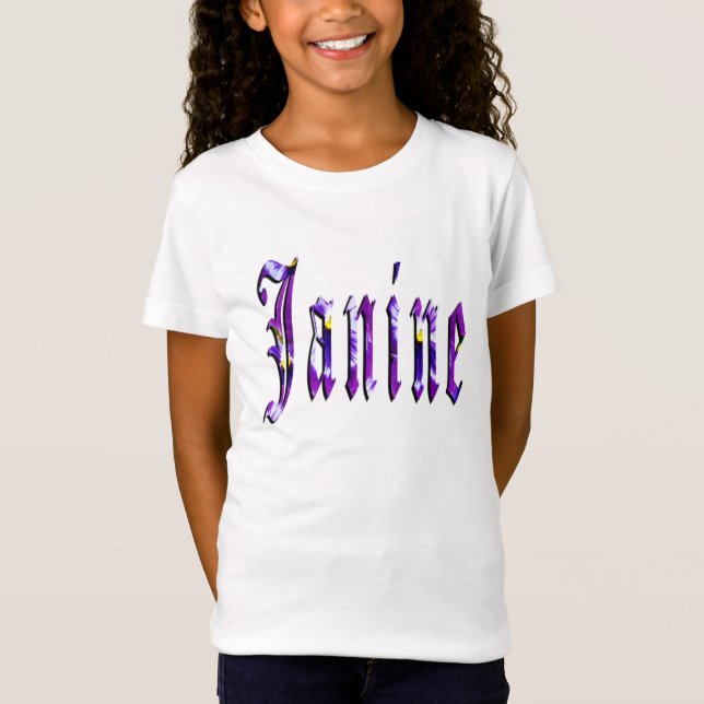 Janine, Nombre, Logo, Chicas Camiseta Blanca (Anverso)