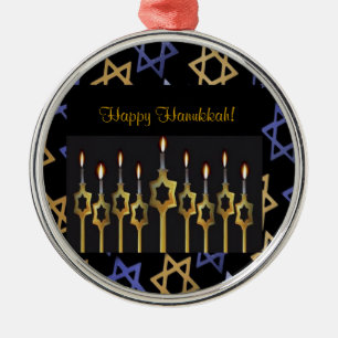 ¡Jánuca feliz! Ornamento redondo de encargo de