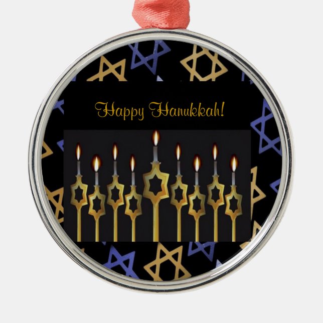 ¡Jánuca feliz! Ornamento redondo de encargo de (Frente)