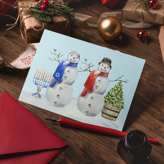 Janucá y Navidad Muñeco de Nieve Acuarela (Subido por el creador)