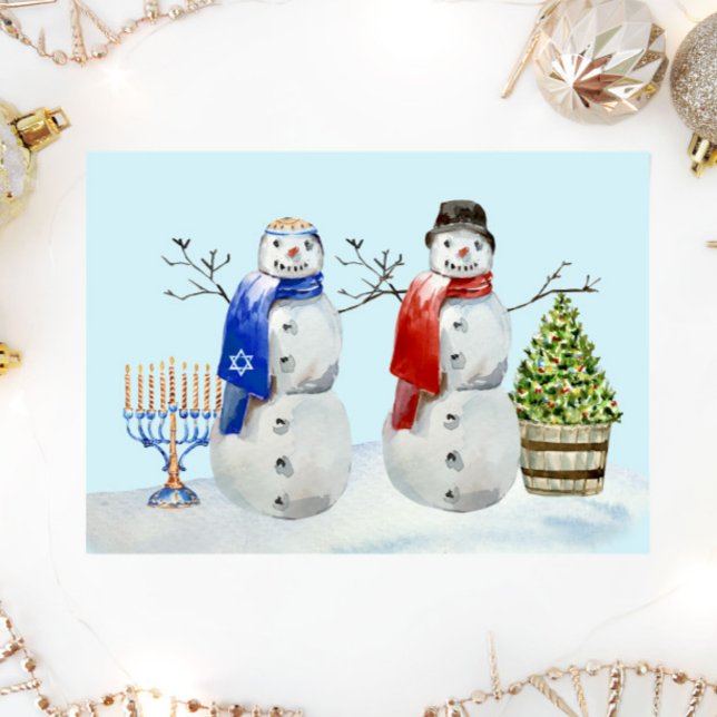 Janucá y Navidad Muñeco de Nieve Acuarela (Subido por el creador)