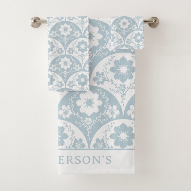 Japanese Floral Pattern in Soft Blue and White (In situ)