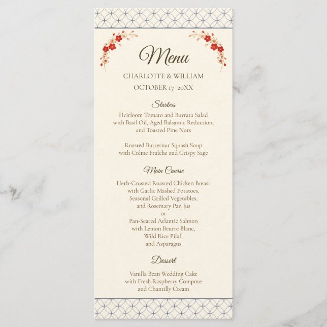 Japanese Sakura Shippo Wedding Menu (Anverso)