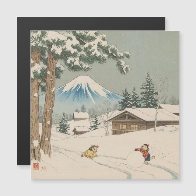 Japanese  winter  landscape - magnetic card (Anverso/Reverso)