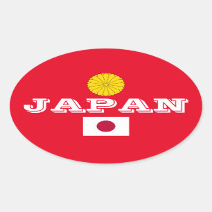 Japón - pegatina oval rojo del Euro-Estilo