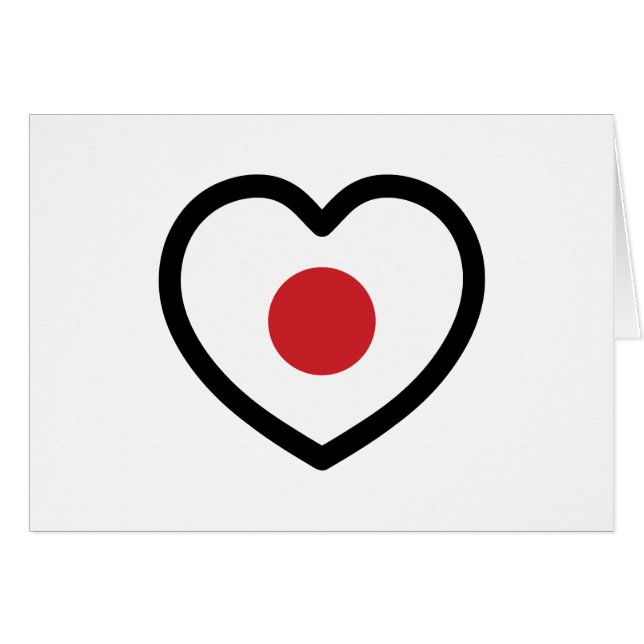 Japón | Tarjetas de Corazón de Bandera Japonesa (Anverso (Horizontal))