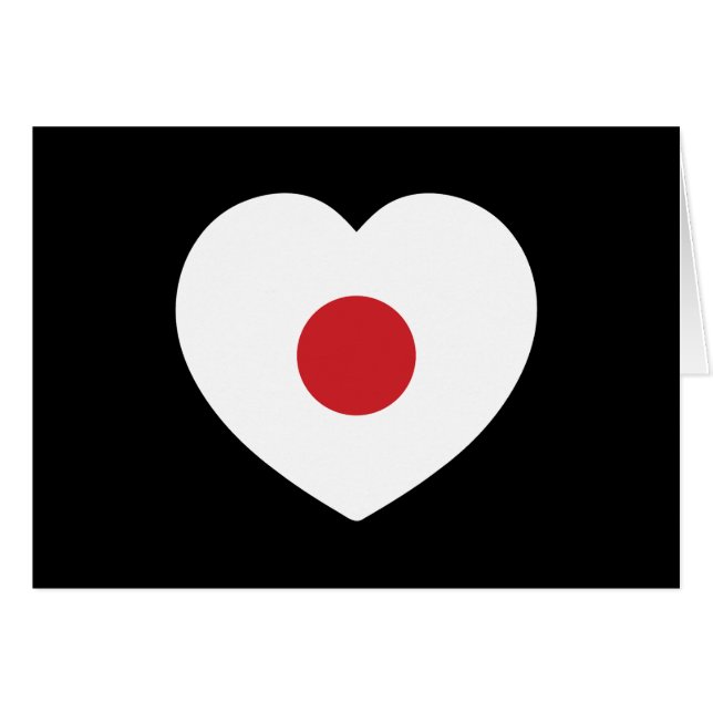 Japón | Tarjetas de Corazón de Bandera Japonesa (Anverso (Horizontal))
