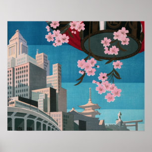 Japón Tokio Antiguo Póster de viaje japonés