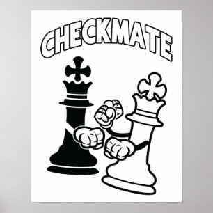 Jaque mate minimalista de arte de ajedrez negro y
