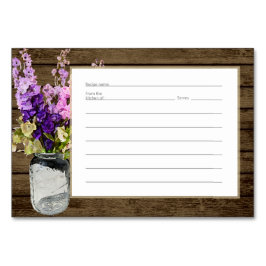 Jar de Delpheniums Tarjeta de Receta Rústica