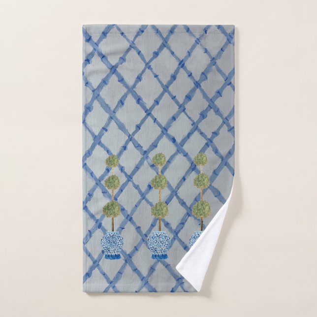 Jar de jengibre azul y blanco topioso (Toalla de mano)