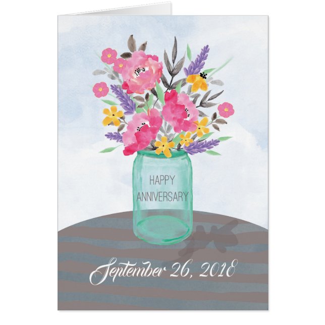 Jar Vase de Aniversario Específico de fecha con fl (Frente)