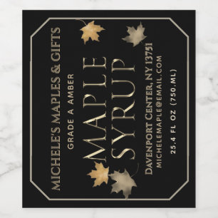 Jarabe de arce dorado y etiqueta negra (3,5" x 4")