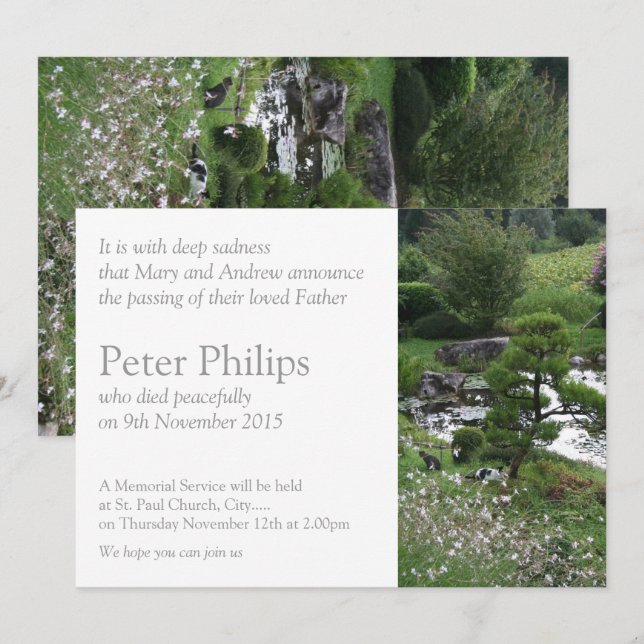 Jardín 3 con la Invitación del funeral de los gato (Anverso / Reverso)