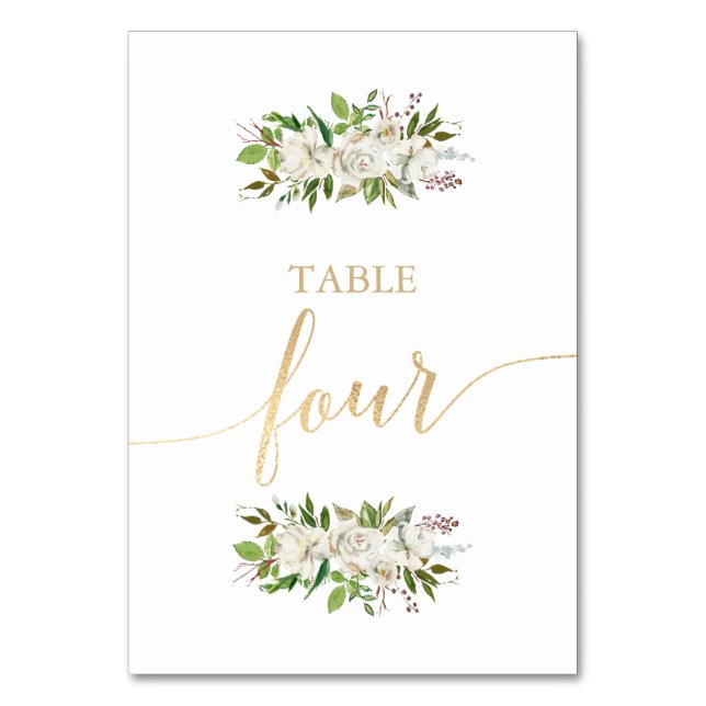 Jardín Antiguo | TARJETA DE TABLA ORO BODA Floral  (Anverso)