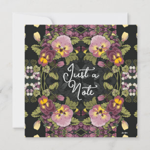 Jardín Art Nouveau de Pansies Tarjeta plana Vintag