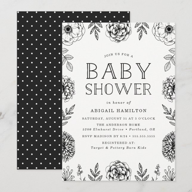 Jardín Botánico| Invitación de Baby Shower (Anverso / Reverso)