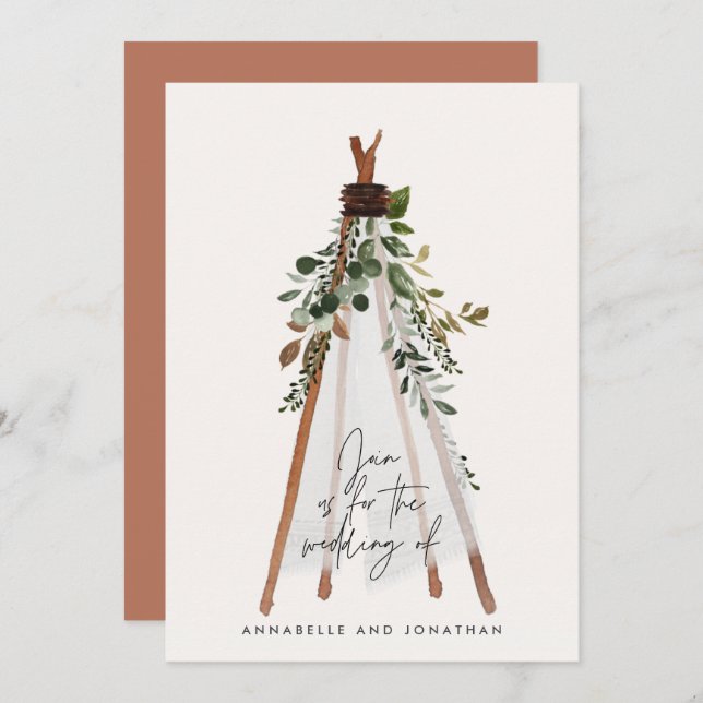 Jardín botánico rústico bohemio moderno (Anverso / Reverso)