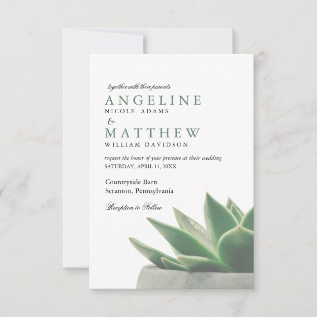 Jardín Botánico Suculento| Invitación a la boda (Anverso)