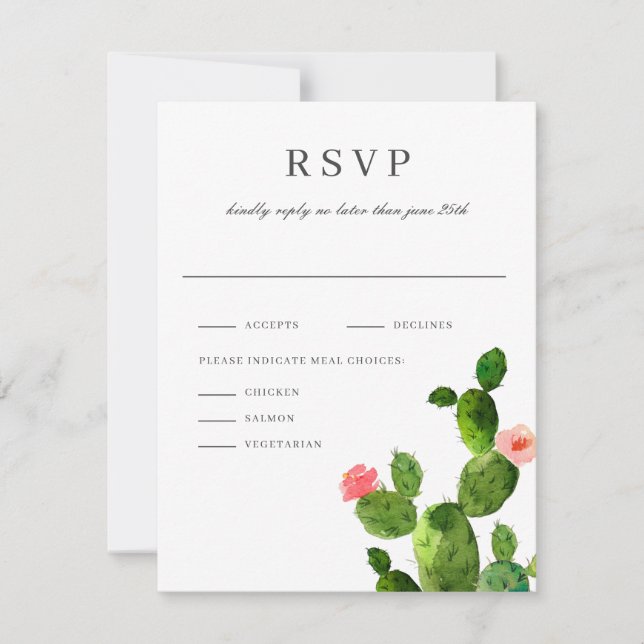 Jardín Cactus Elegante | Respuesta a la invitación (Anverso)