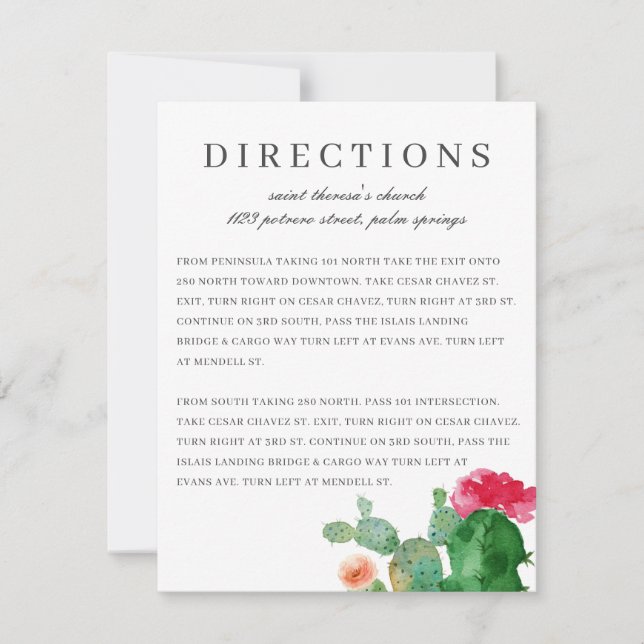 Jardín Cactus Elegante | Tarjeta de dirección de B (Anverso)