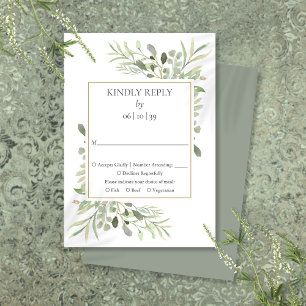 Jardín Campestre A la Acuarela Verde RSVP de Boda