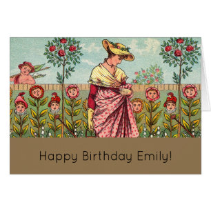 Jardín Crecer Flor Mujer Arte Antiguo