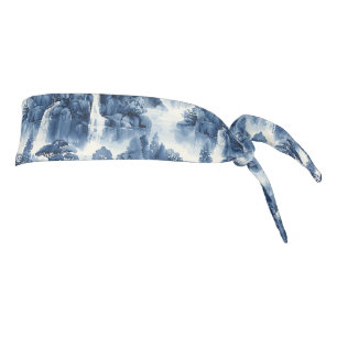 Jardín de agua japonés en porcelana azul blanca