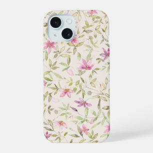 Jardín de clemátides acuarela floral beige rosa