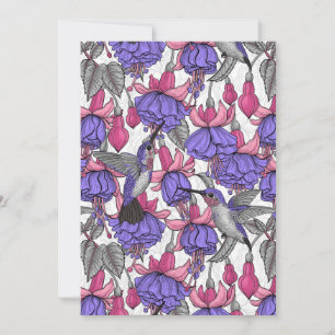 Jardín de colibrís en melrosa y rosa